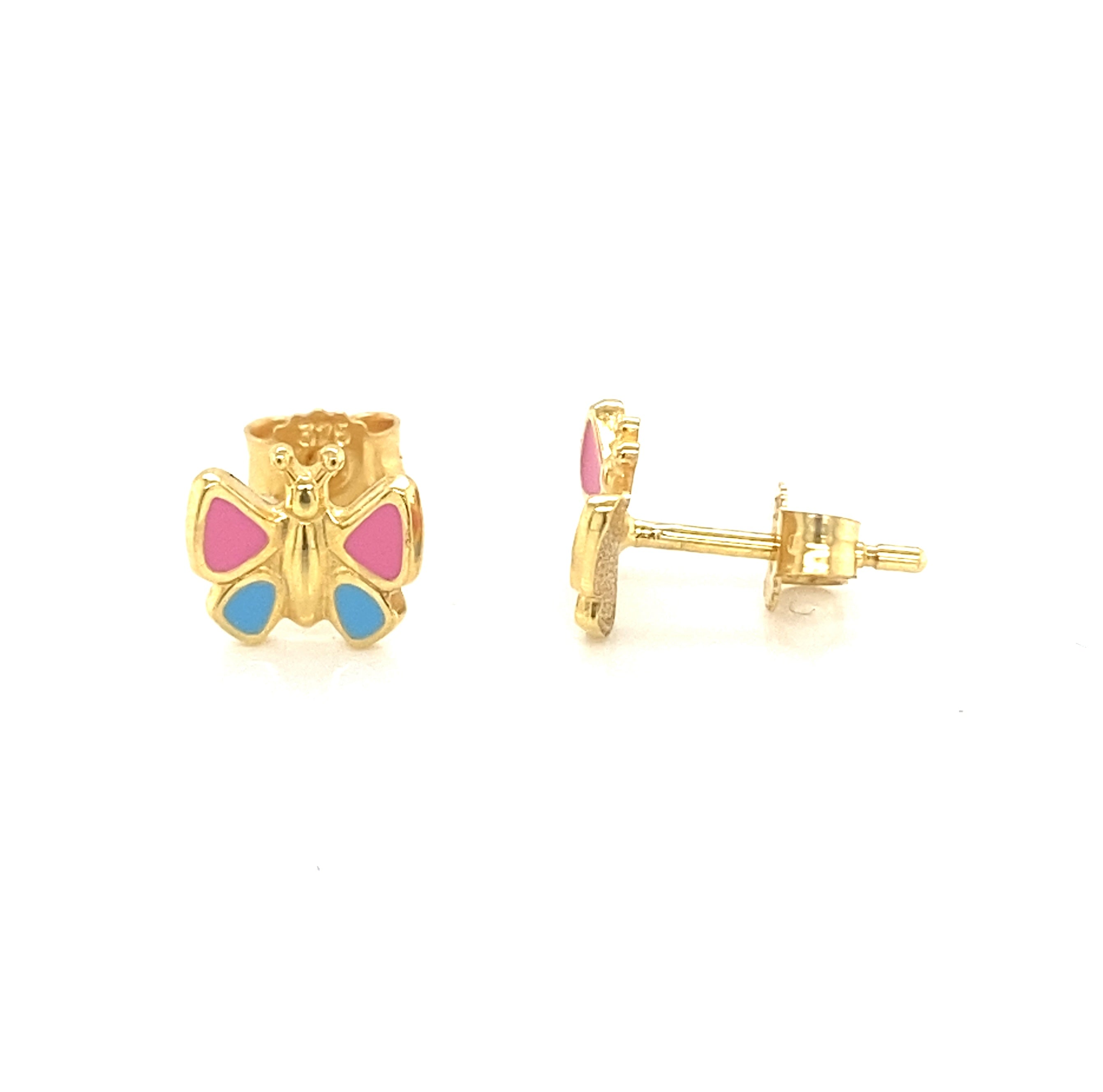 Becca Solid Gold Enamel Butterfly Studs - Caesar Loves Ava