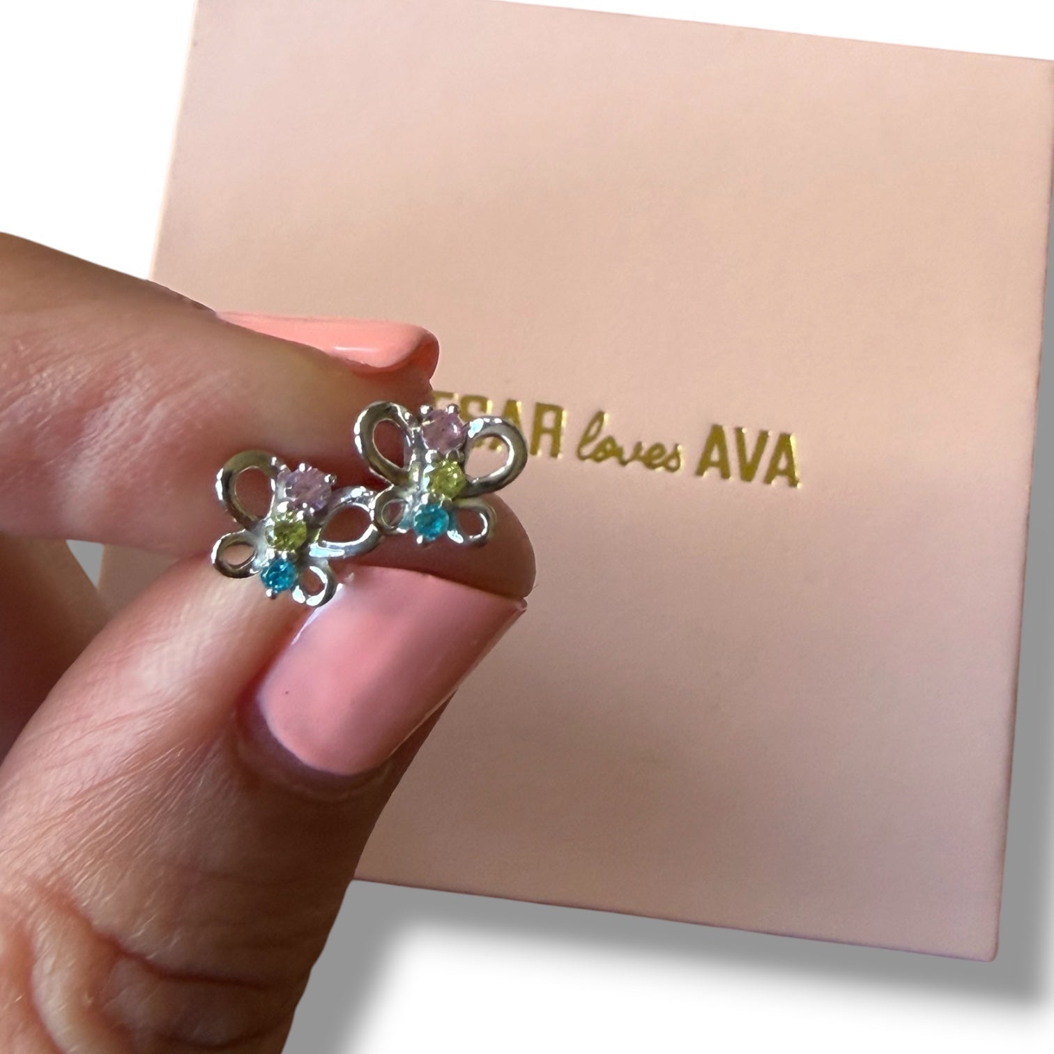 Fable Sterling Silver and Cubic Zirconia Butterfly Stud Earrings - Caesar Loves Ava