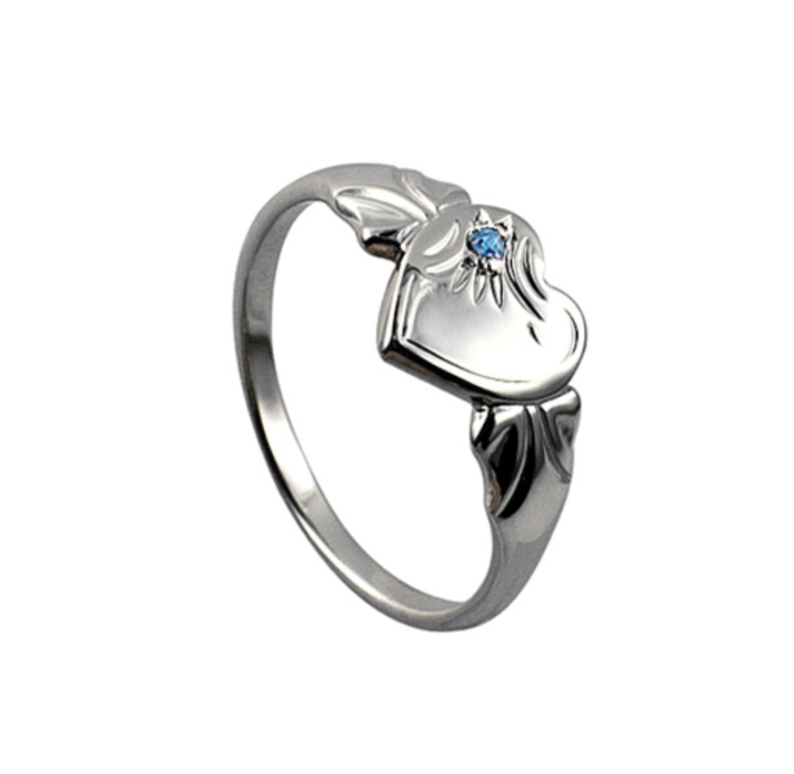 Sterling Silver Heart Signet Ring with Birthstones - Caesar Loves Ava