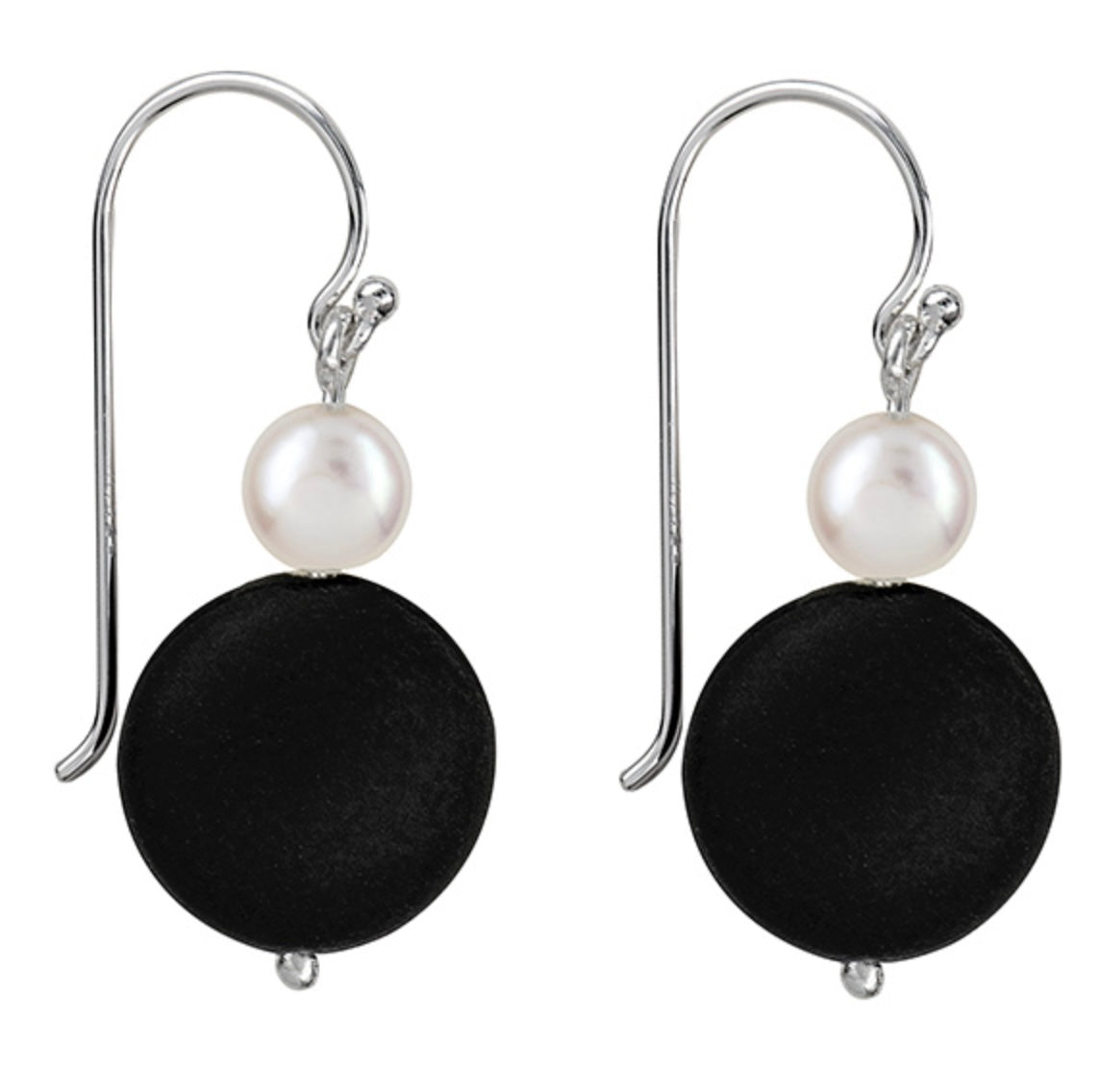 Olivia Onyx and Pearl Hanging Earrings - Caesar Loves Ava