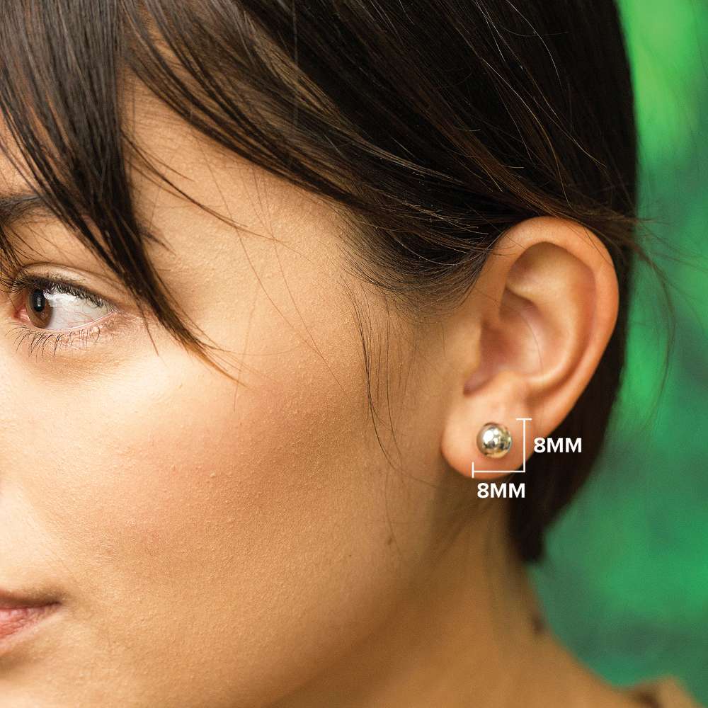 8mm Ball Studs - Solid Gold and Sterling Silver