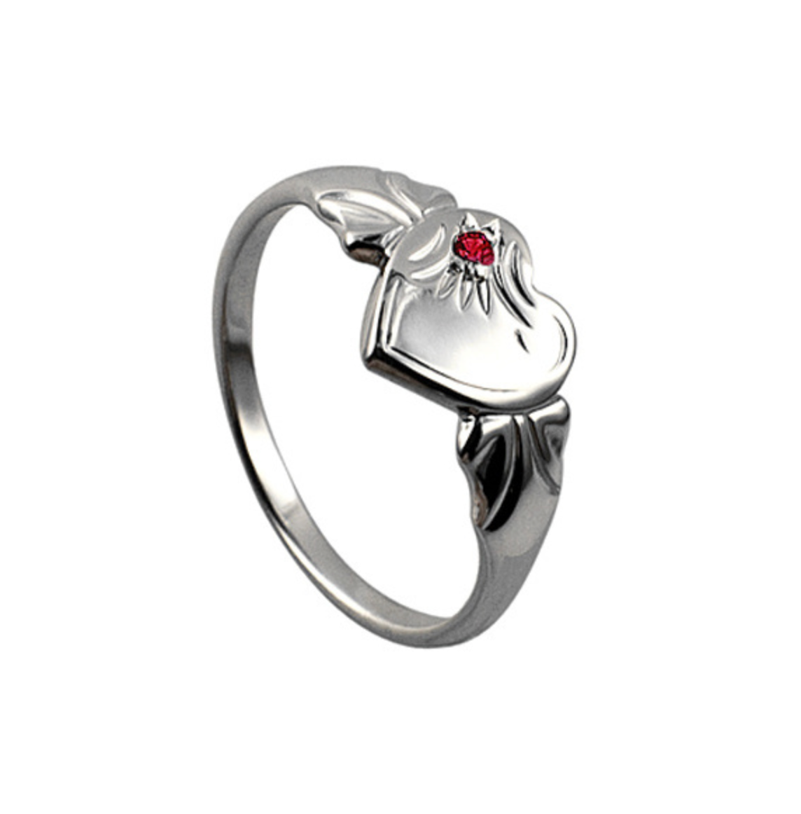 Sterling Silver Heart Signet Ring with Birthstones - Caesar Loves Ava