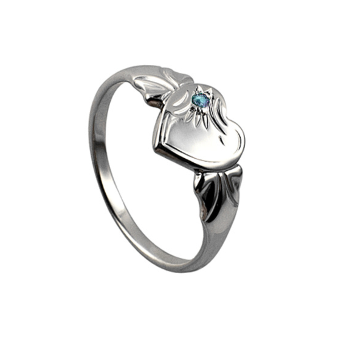 Sterling Silver Heart Signet Ring with Birthstones - Caesar Loves Ava