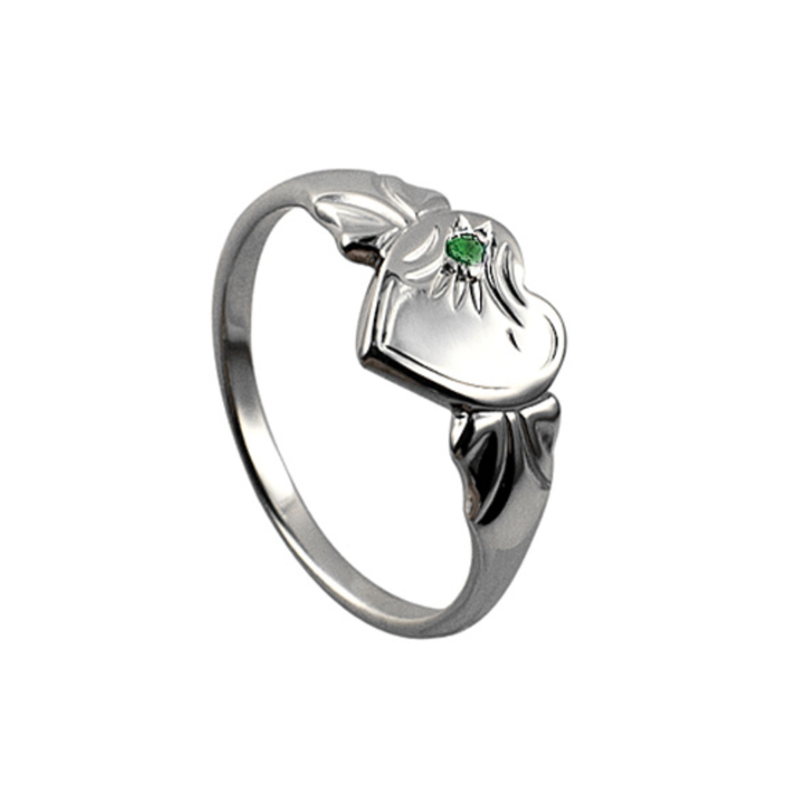 Sterling Silver Heart Signet Ring with Birthstones - Caesar Loves Ava