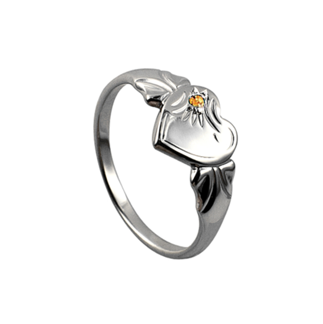 Sterling Silver Heart Signet Ring with Birthstones - Caesar Loves Ava