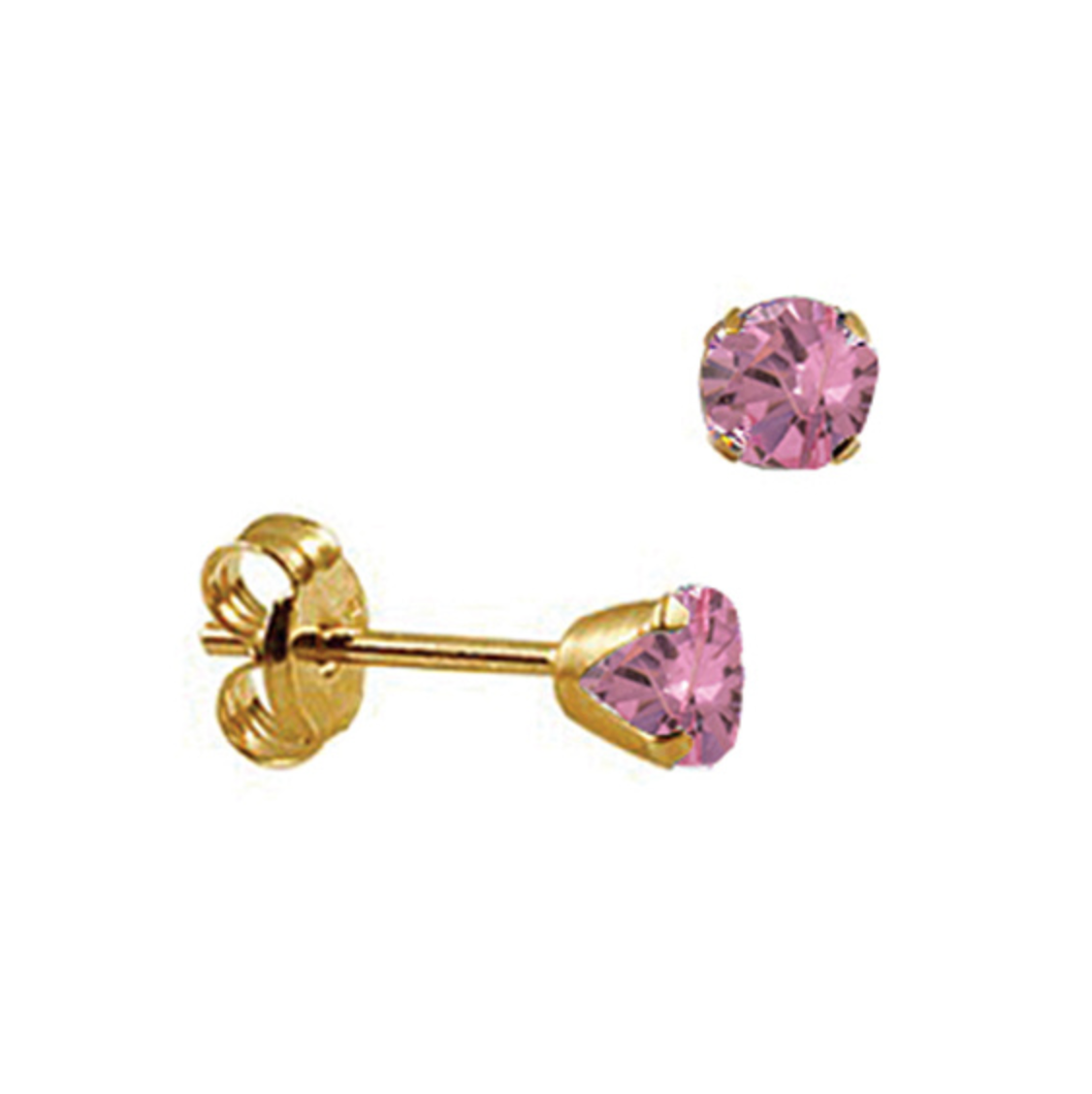 4mm Solid Yellow Gold Birthstone Studs - Caesar Loves Ava
