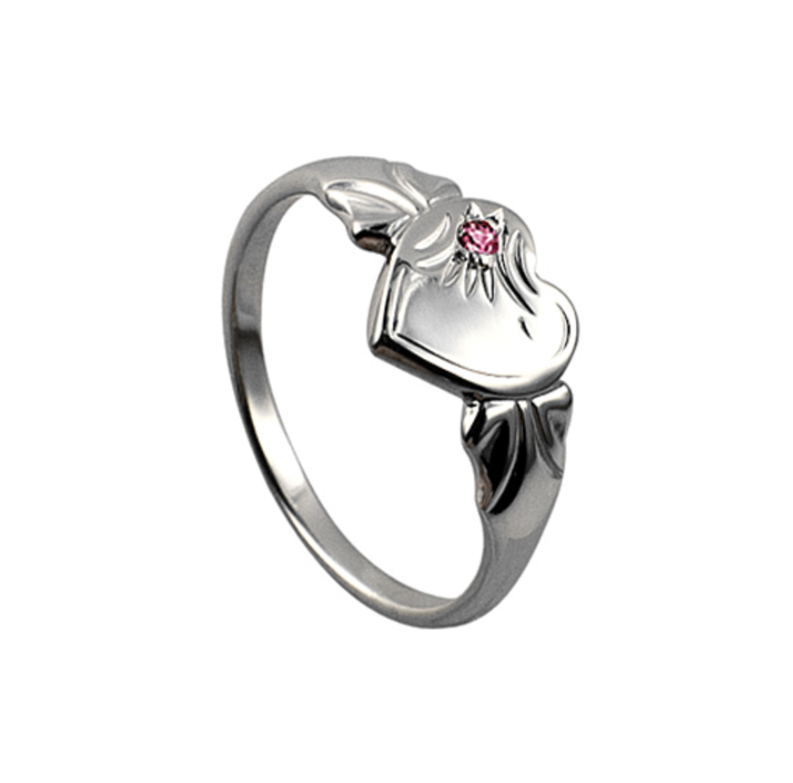 Sterling Silver Heart Signet Ring with Birthstones - Caesar Loves Ava