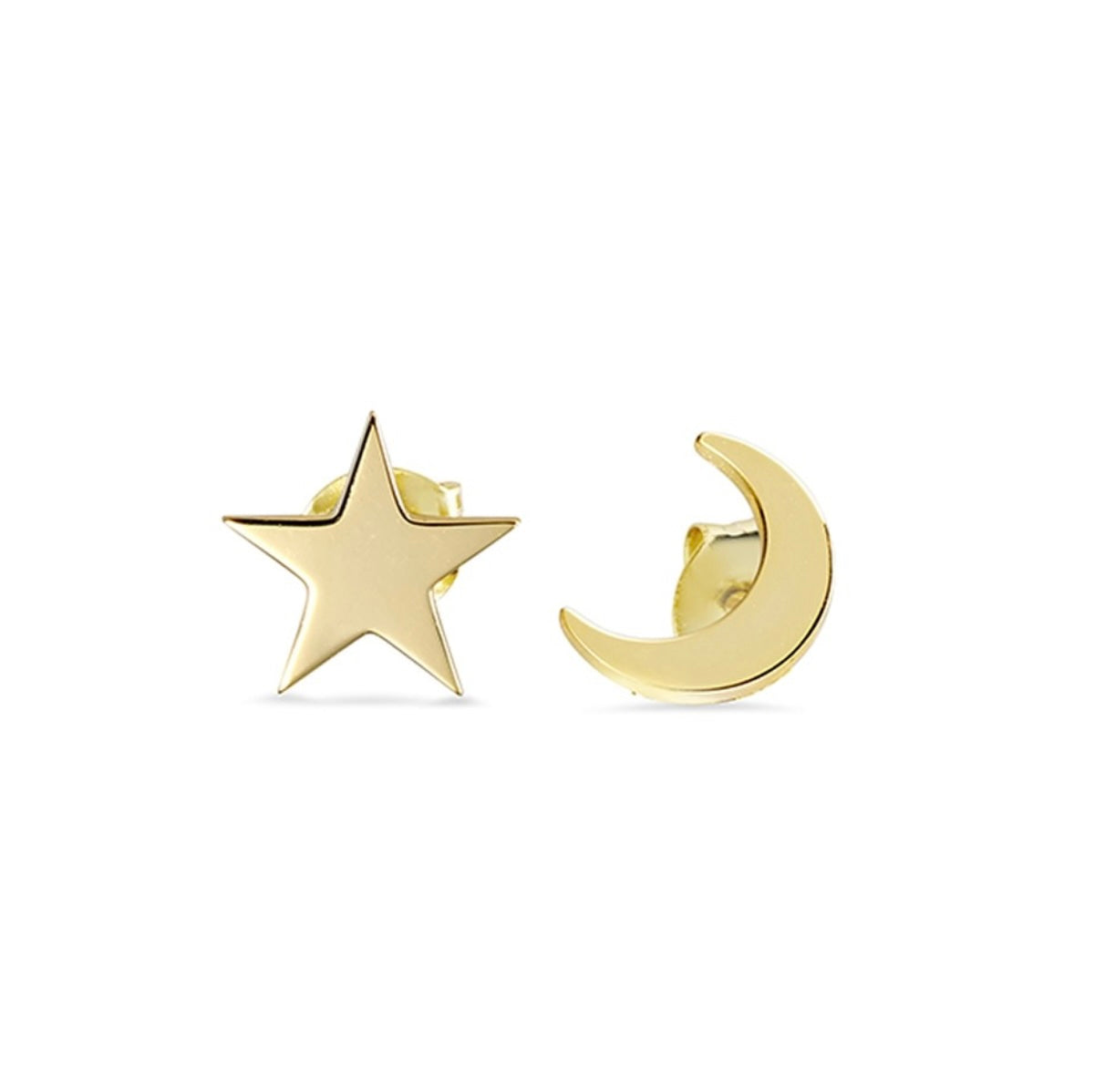 Sophia Sterling Silver and Gold Plated Silver Star and Moon Studs - Caesar Loves Ava