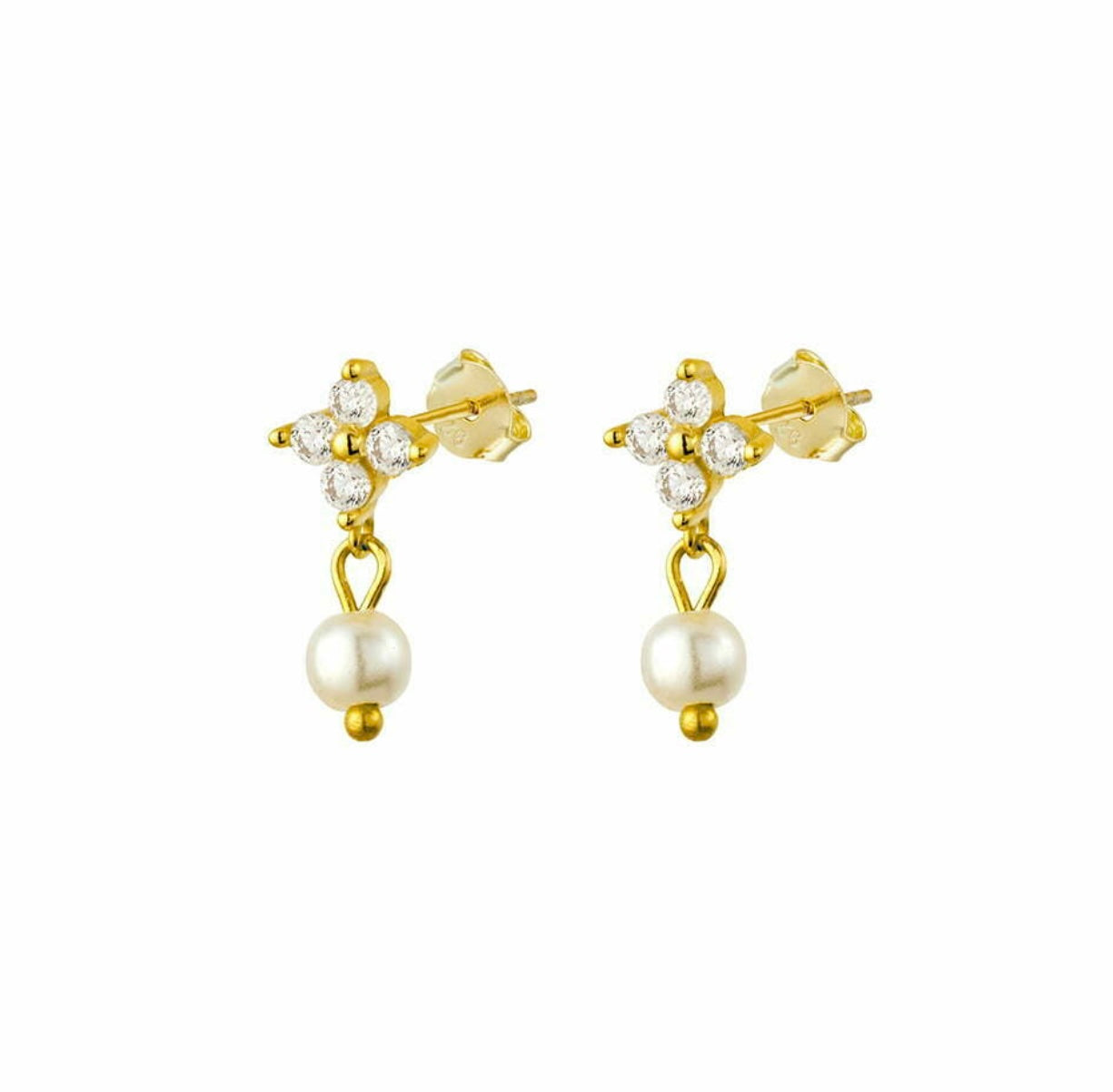 Paige Sterling Silver and Hanging Pearl Clover Earring - Caesar Loves Ava