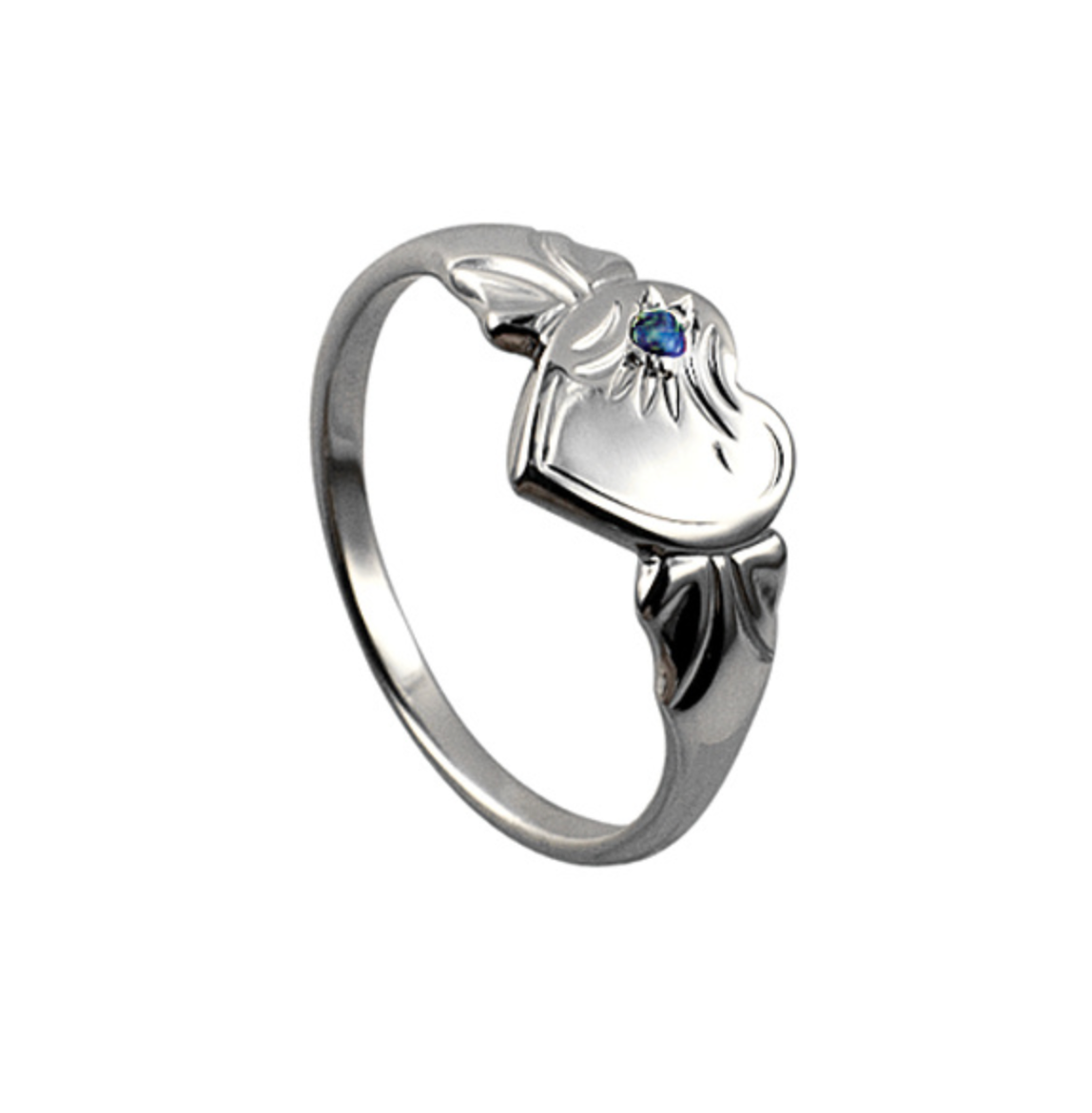 Sterling Silver Heart Signet Ring with Birthstones - Caesar Loves Ava
