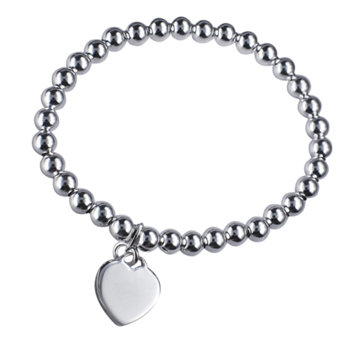 Tallulah Silver Elastic Bracelet with Engravable Heart - Caesar Loves Ava