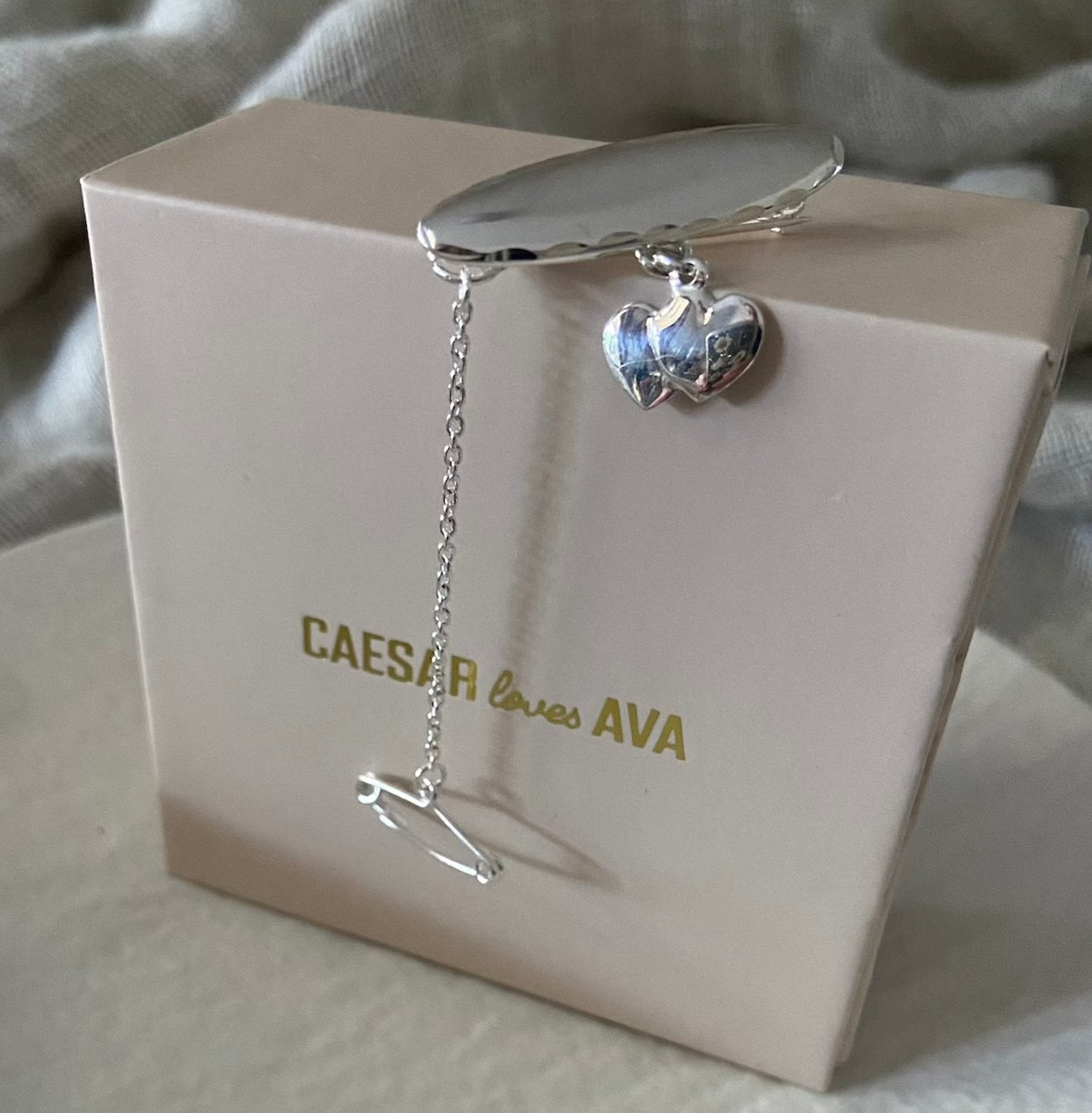 Willow Sterling Silver Children's Brooch with Hearts - Caesar Loves Ava