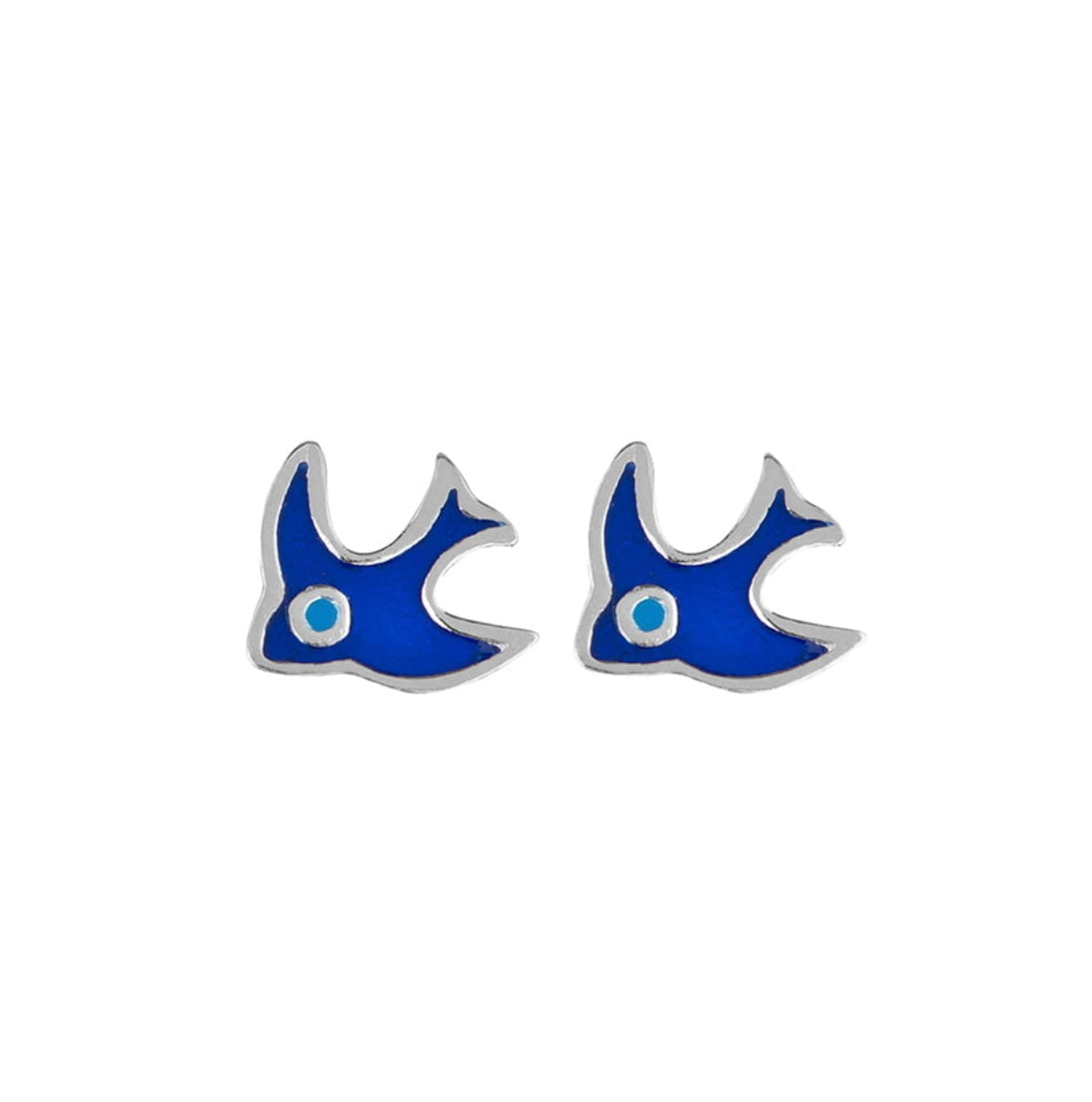 Bethany Sterling Silver and Enamel Bluebird of Happiness Studs - Caesar Loves Ava