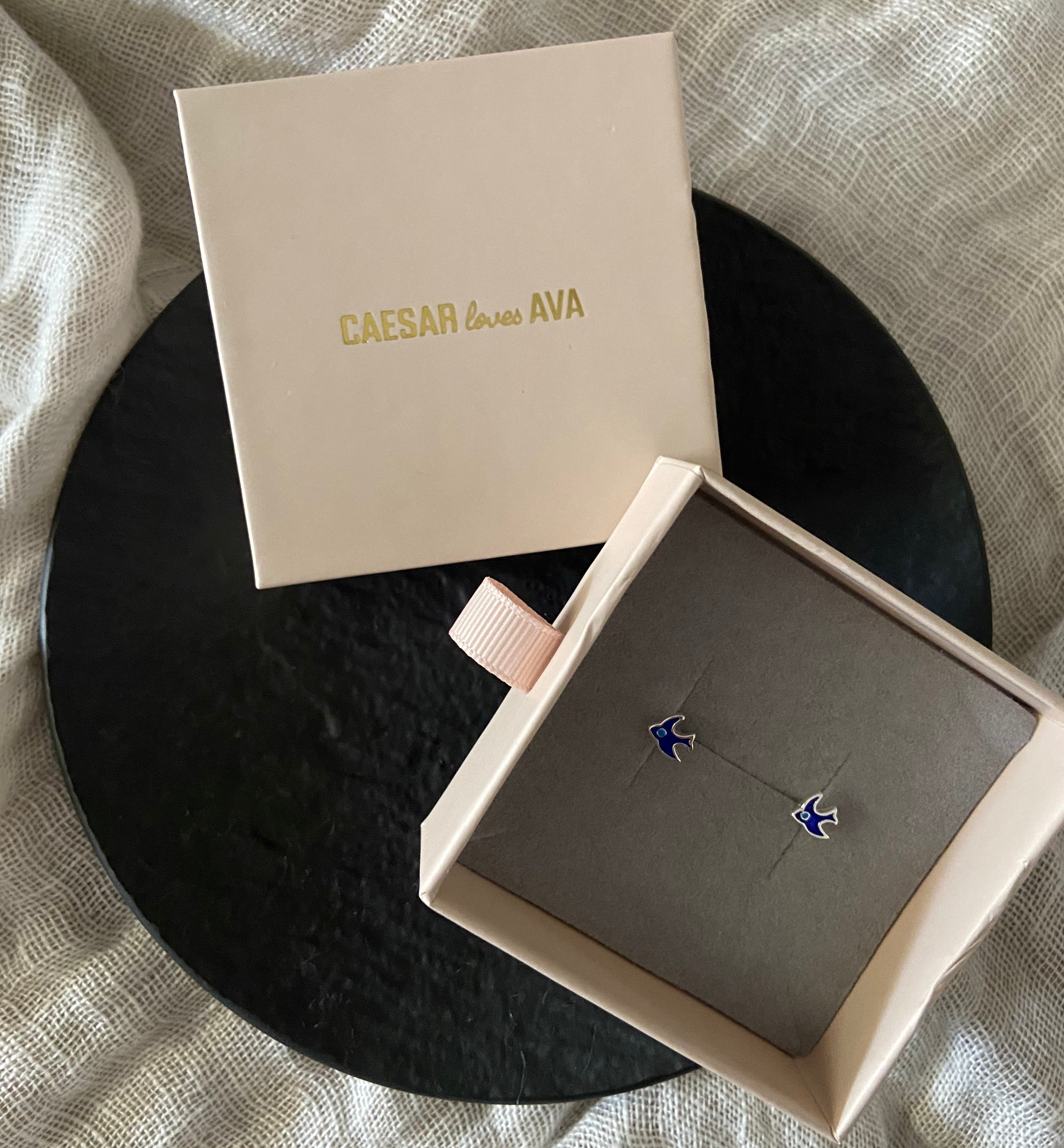 Bethany Sterling Silver and Enamel Bluebird of Happiness Studs - Caesar Loves Ava