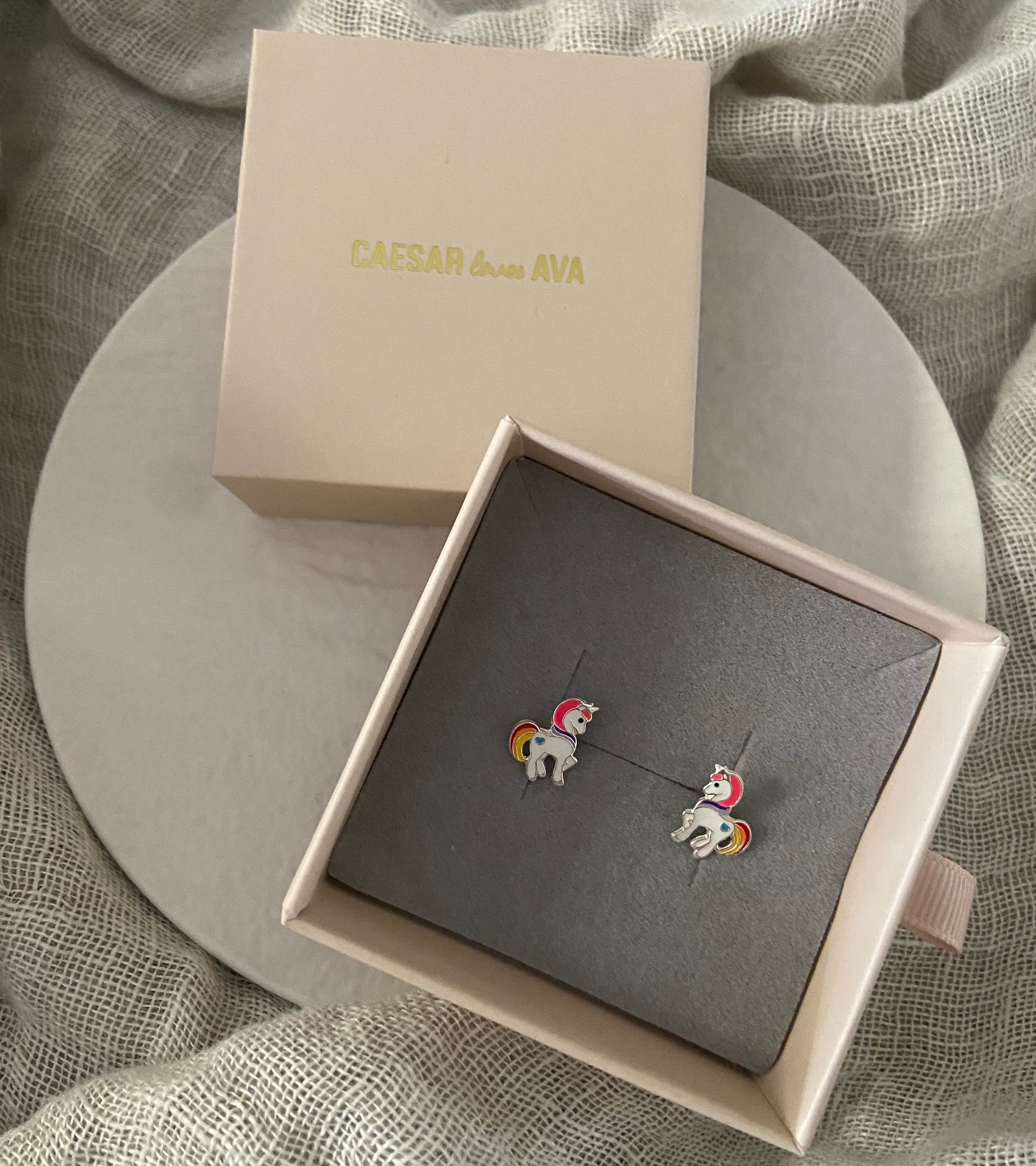Umina Sterling Silver and Enamel Unicorn Studs - Caesar Loves Ava