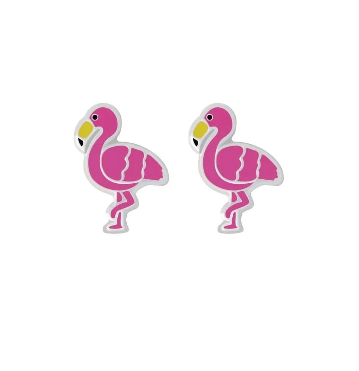 Fallon Sterling Silver and Enamel Flamingo Studs - Caesar Loves Ava